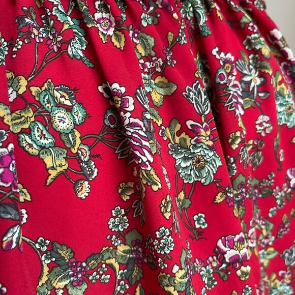 Max Studio Women's Red Floral Blouse Size Small - Picture 8 of 9